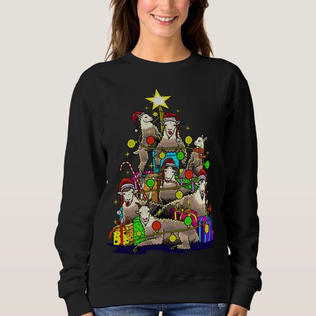 Sudadera Festividad de granjero de cabras de árbol de Navid (Anverso)
