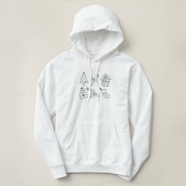 Sudadera Festividad de los elementos del doodle navideño (Diseño del anverso)