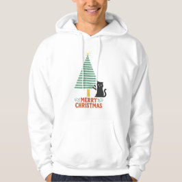Sudadera Festividad del Árbol de navidad del gato negro lin