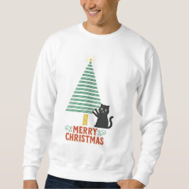 Sudadera Festividad del Árbol de navidad del gato negro lin