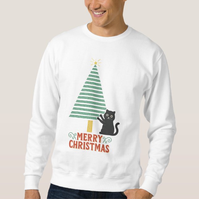 Sudadera Festividad del Árbol de navidad del gato negro lin (Anverso)