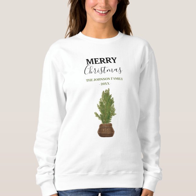 Sudadera Festividad moderna de árbol de Navidad rústico (Anverso)