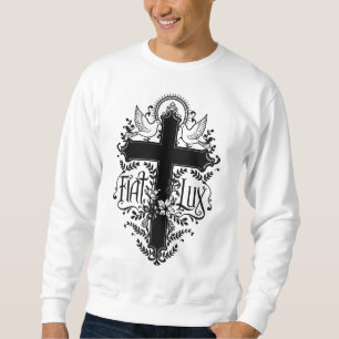 Sudadera Fiat Lux - Cruz Ornate con palomas y motivos flora