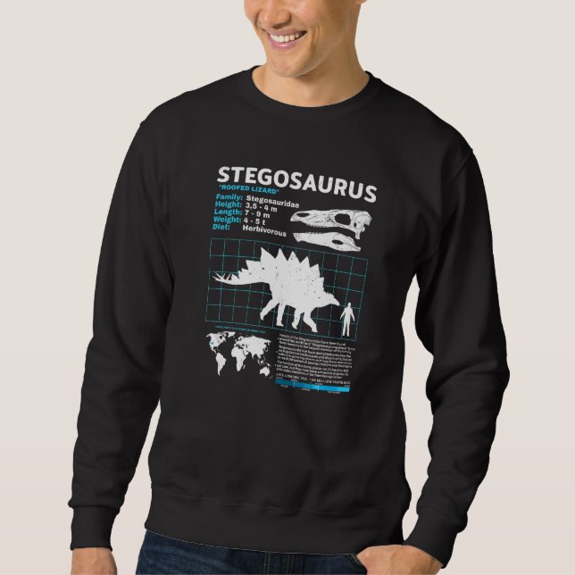 Sudadera Ficha de datos de Stegosaurus Datos de dinosaurios (Anverso)