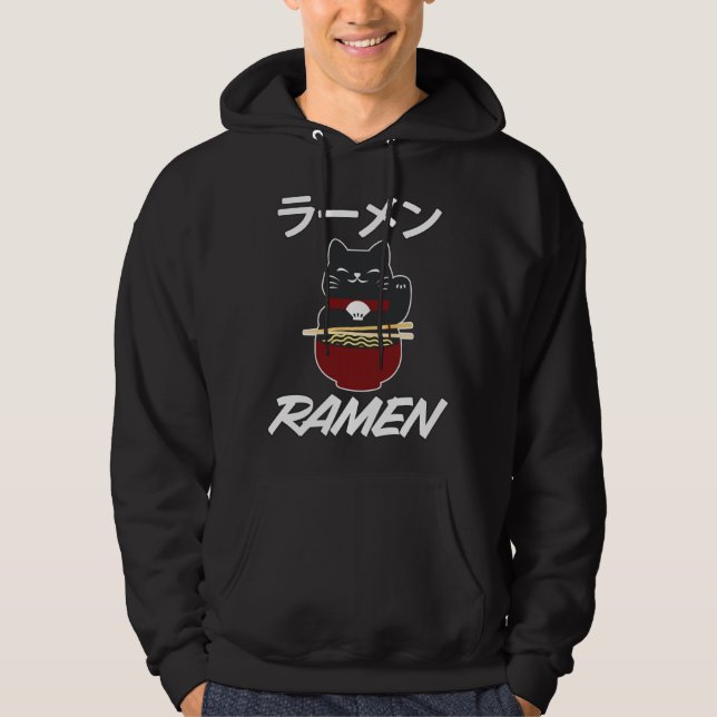 Sudadera Fideos Anime Manga Divertido gato Otaku japonés (Anverso)