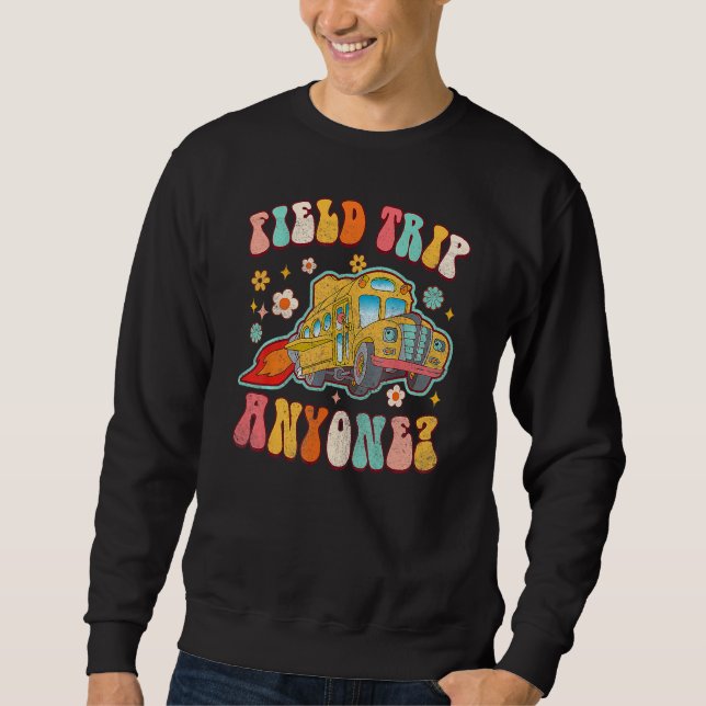 Sudadera Field Trip Anyone Groovy School Bus Driver Yellow  (Anverso)