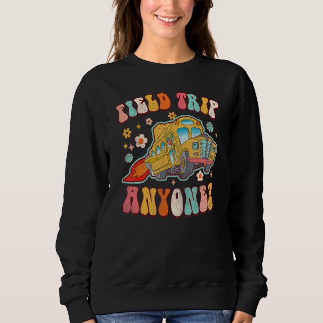 Sudadera Field Trip Anyone Groovy School Bus Driver Yellow  (Anverso)