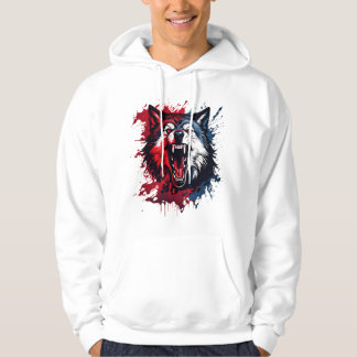 Sudadera Fierce Alpha Wolf - Arte de pizarra roja y azul |