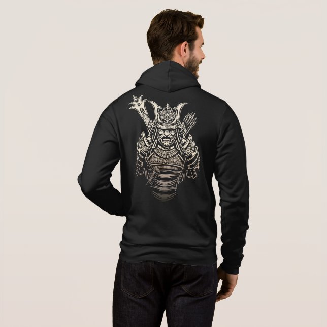 Sudadera Fierce Samurai Warrior – Bold Japanese Armor (Reverso completo)