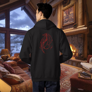 Sudadera Fiero Dragón Tribal Rojo Silueta Fantasía