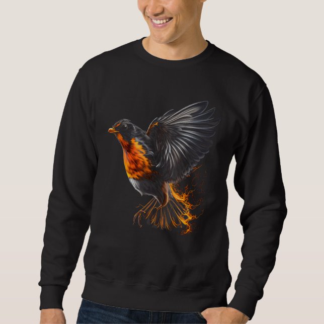 Sudadera Fiery American Robin Graphic Tees for Men Women Bo (Anverso)