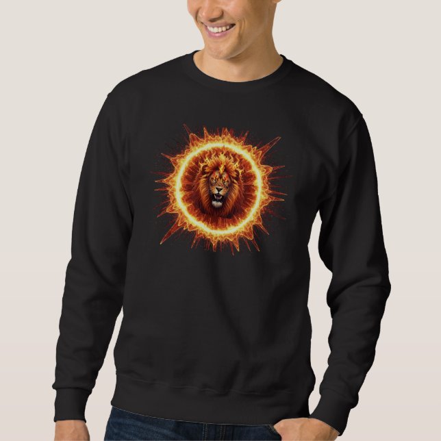Sudadera Fiery Lion Hoodie, Feroz Fire Graphic Sweatshirt (Anverso)