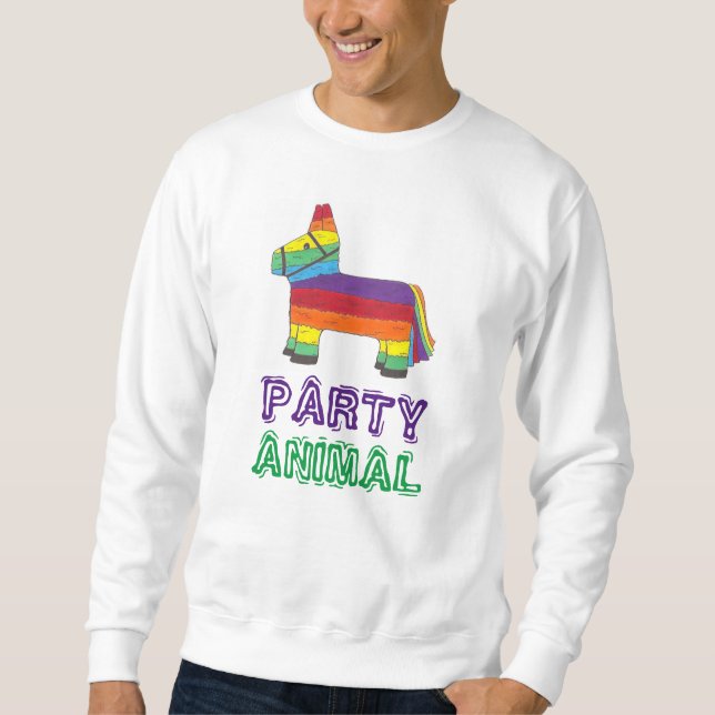 Sudadera FIESTA ANIMAL Burro Arcoiris Piñata Fiesta de cump (Anverso)