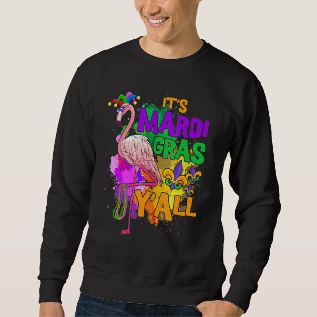 Sudadera Fiesta de Carnaval Idea Flamingo Mardi Gras 2 (Anverso)