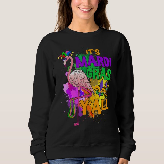 Sudadera Fiesta de Carnaval Idea Flamingo Mardi Gras 2 (Anverso)