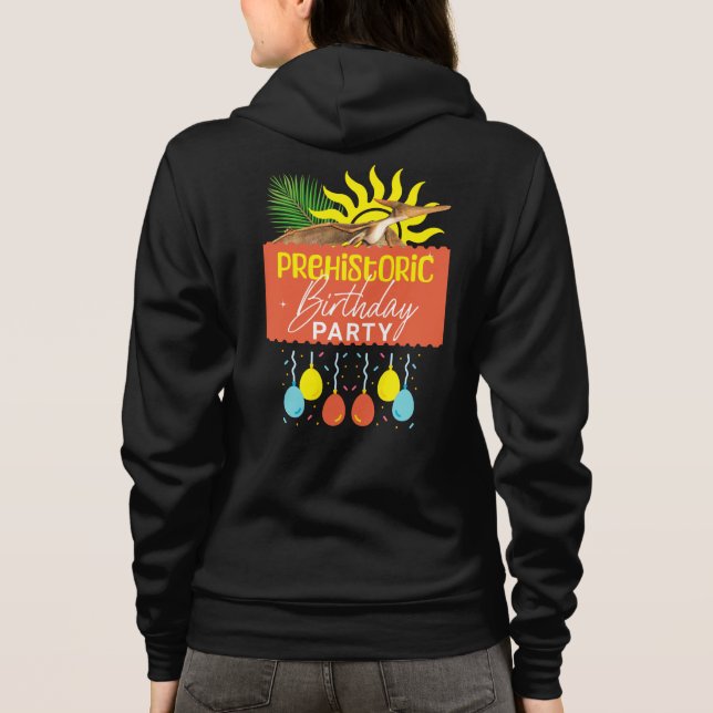 Sudadera Fiesta de Cumpleaños Prehistórico de Pterodáctilo (Reverso)