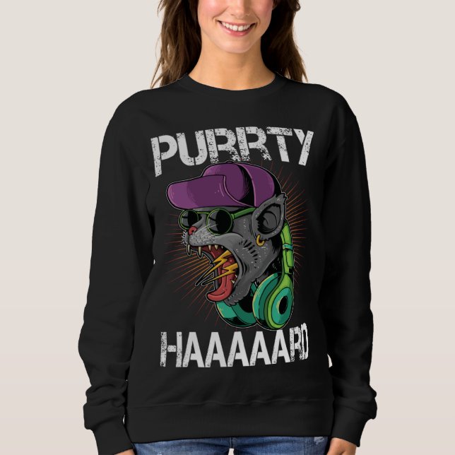 Sudadera Fiesta de gatos DJ Purrty duro gato (Anverso)
