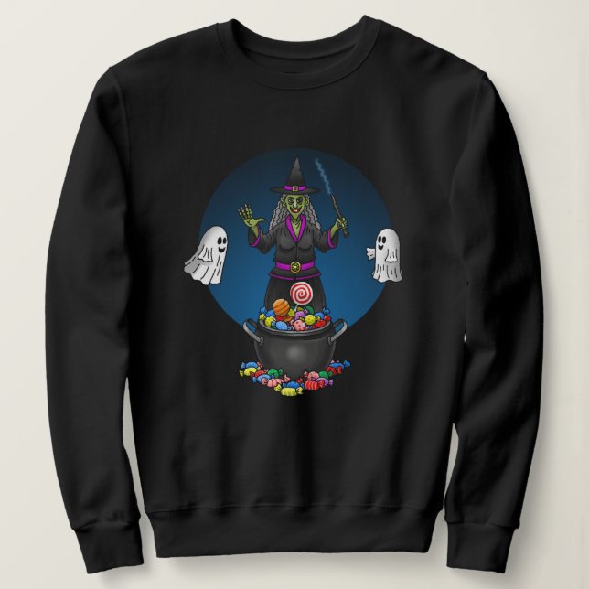 Sudadera Fiesta de Halloween con truco de brujas y fantasma (Anverso del diseño)