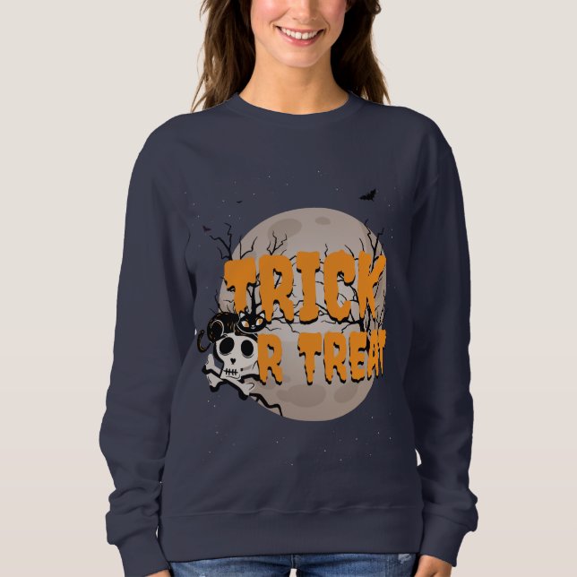Sudadera Fiesta de Halloween de Trick o Trick Black Cat and (Anverso)