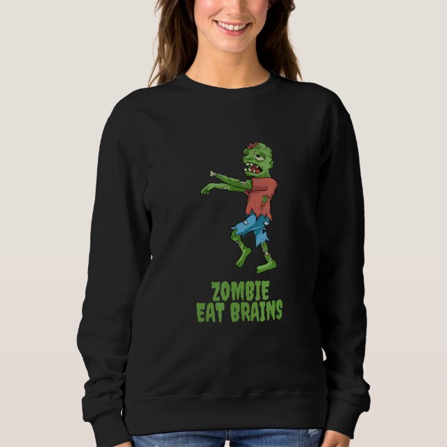 Sudadera Fiesta de Halloween de zombies que comen cerebros  (Anverso)