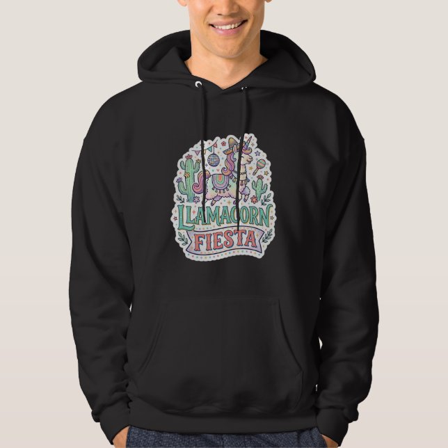 Sudadera Fiesta de Llamacornio Unicornio Vector Premium POD (Anverso)