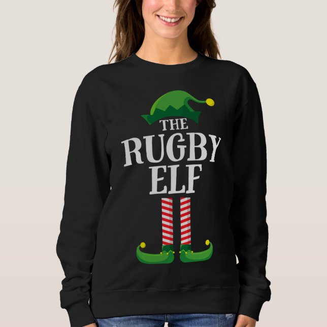 Sudadera Fiesta de Navidades familiares de Rugby Elf Matchi (Anverso)