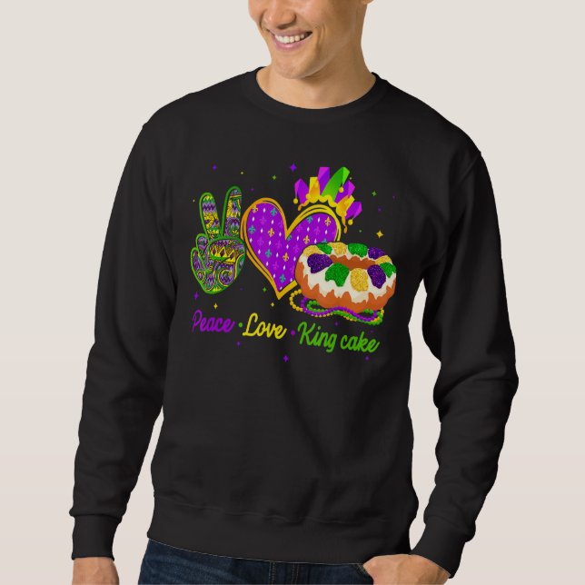Sudadera Fiesta de Peace Love King Cake Mardi Gras (Anverso)