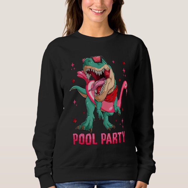 Sudadera Fiesta De Piscina Rex Con Flamingo Rosa Flotante V (Anverso)