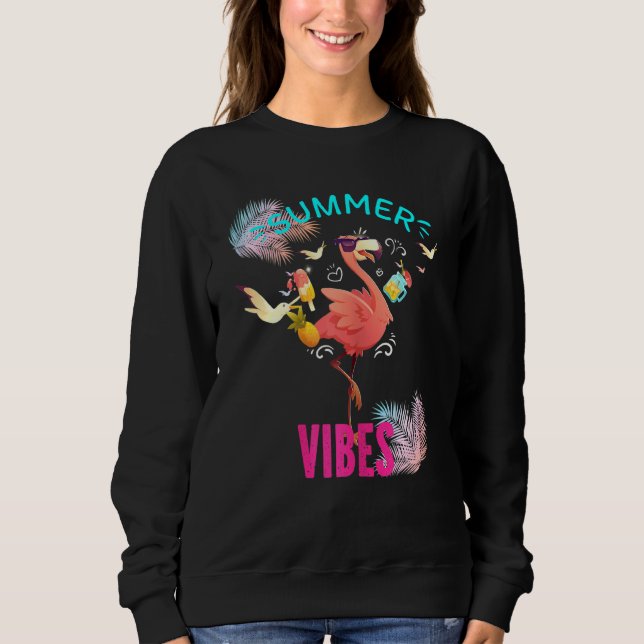 Sudadera Fiesta de vacaciones de verano Vibes Flamingo (Anverso)