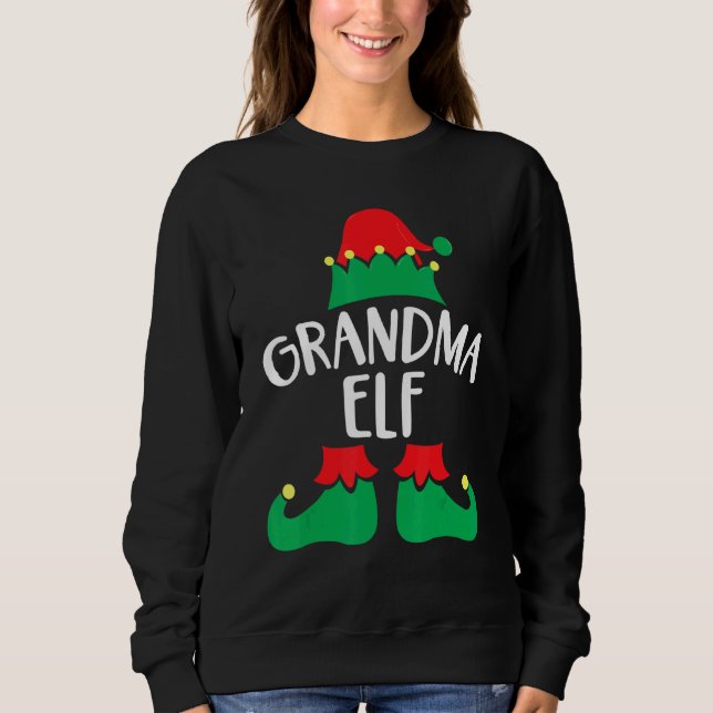 Sudadera Fiesta del grupo familiar Grandma Elf Matching (Anverso)