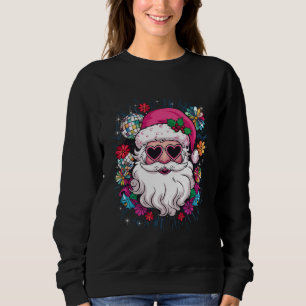 Sudadera Fiesta divertida de navidad en disco rosa Santa Na