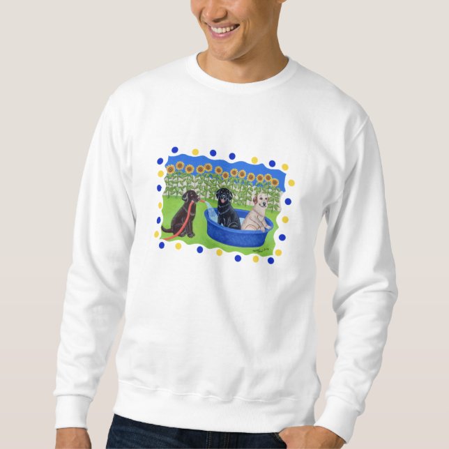 Sudadera Fiesta en la piscina divertida Labradors (Anverso)