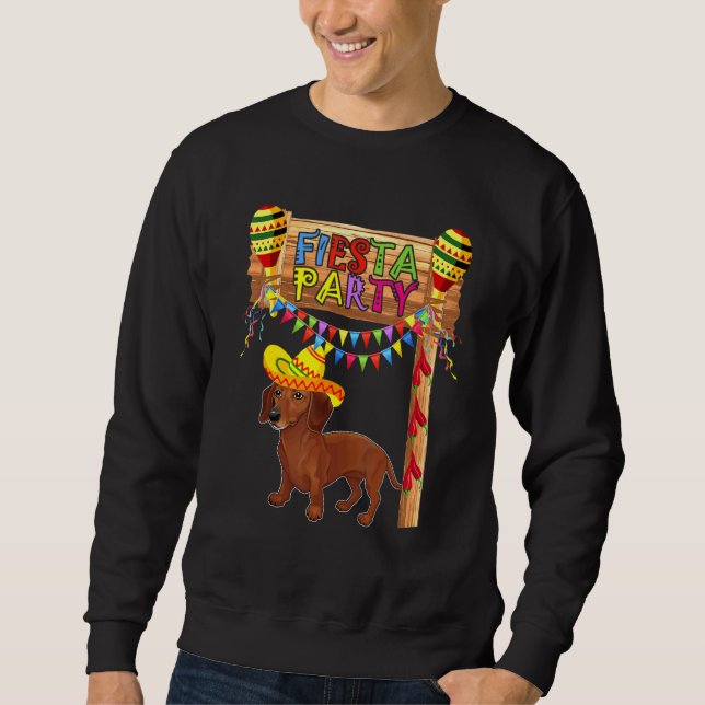 Sudadera Fiesta Fiesta Dachshund Sombrero Cinco De (Anverso)