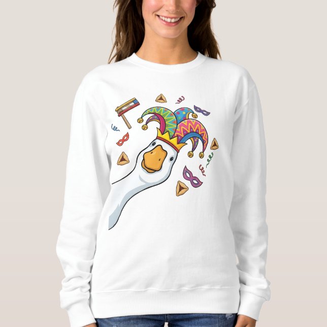 Sudadera Fiesta Judía Purim Ganso Divertido  (Anverso)