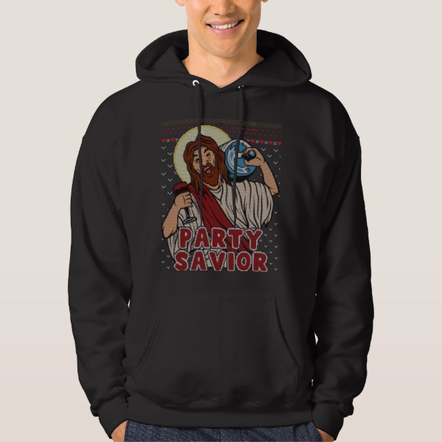 Sudadera Fiesta Salvador Jesucristo Santa Beer Fea Christma (Anverso)