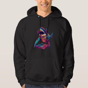 Sudadera Fiesta Shark Disco DJ con audífonos arte giratorio