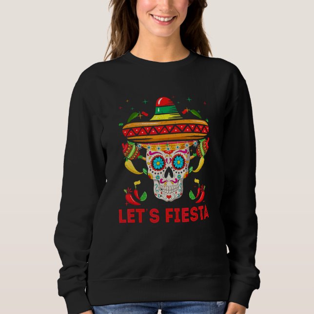 Sudadera Fiesta Skull México Feliz Cinco De Mamáes (Anverso)