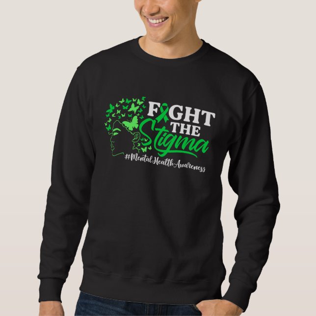 Sudadera Fight The Stigma Mental Health Awareness Green Rib (Anverso)