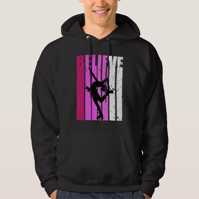 Sudadera Figure Skates Ice Skating Pink Team Fan Believe Mo (Anverso)