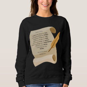 Sudadera Filipinas 4:8 KJV Cita de la Biblia Scroll Women