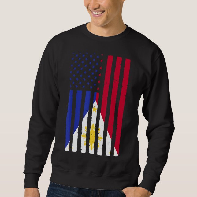 Sudadera Filipinas Roots Usa Bandera Patrimonio De Mitad Fi (Anverso)