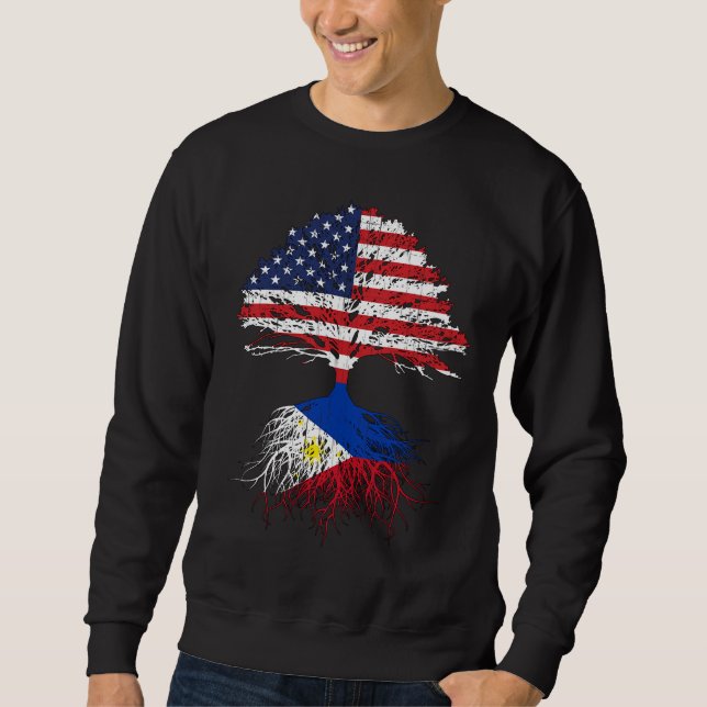 Sudadera Filipino arraiga la bandera filipina cultivada en  (Anverso)