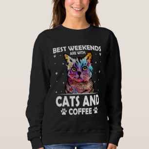 Sudadera Fines de semana con Gatos y Café Gato Gato Gatito 