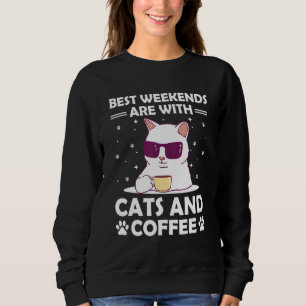 Sudadera Fines de semana con Gatos y Café Gato Gato Gatito