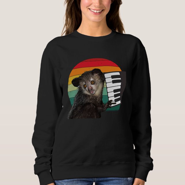 Sudadera Fingers Animal Aye aye Piano Retro Men Women Kids (Anverso)