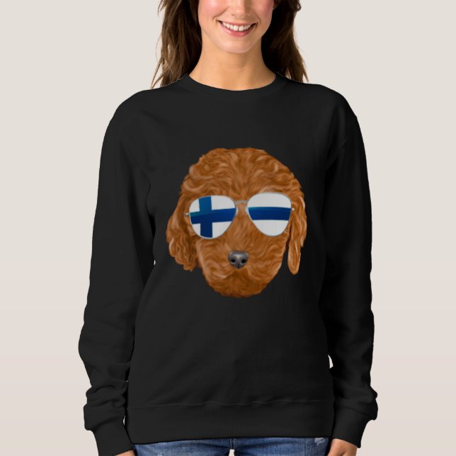 Sudadera Finnish Flag Brown Poodle Dog Finland Pocket (Anverso)