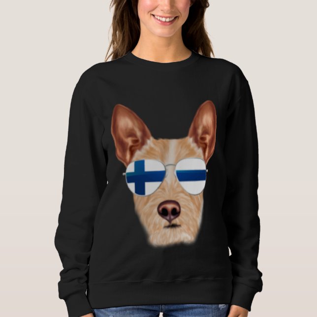 Sudadera Finnish Flag Portuguese Podengo Pequeno Dog Finlan (Anverso)