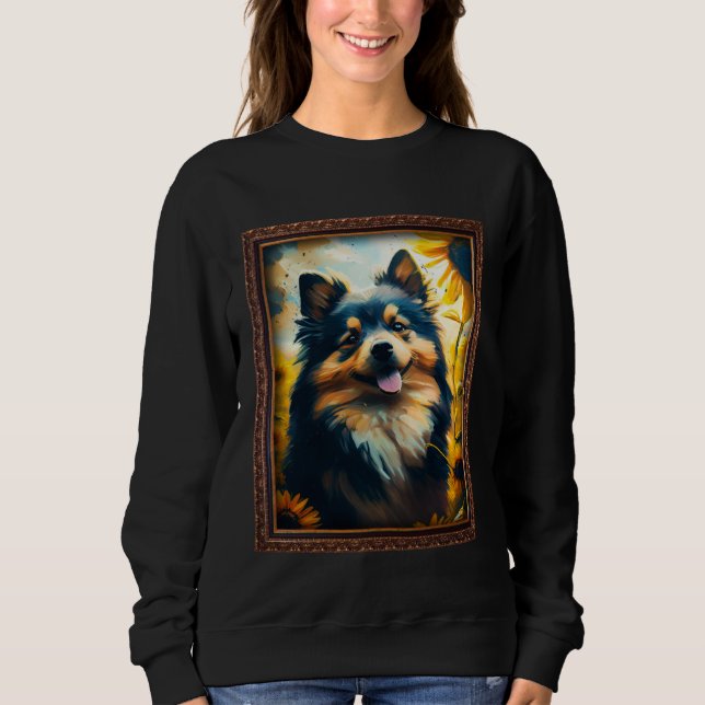 Sudadera Finnish Lapphund Painting Sunflower Flower Mom Wom (Anverso)
