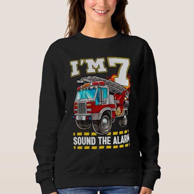 Sudadera Fire Truck 7th Birthday Boy Toddler Firefighter 7 (Anverso)