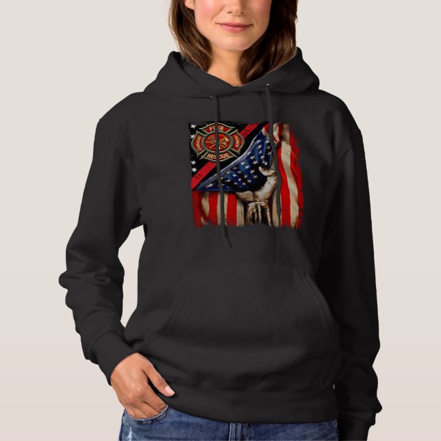 Sudadera Firefighter American Flag Firefighter Vibes Labor  (Anverso)